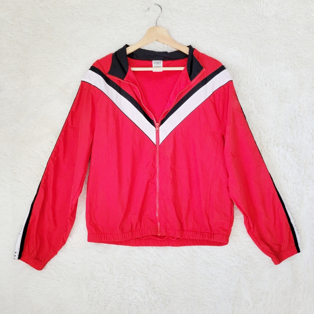 Victoria's Secret Pink Red Anorak Windbreaker Jacket